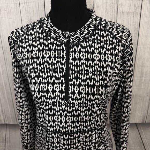 Coolibar Women's XXL Black/White Island Ruche Swim Shirt Tunic Length UPF 50+ - Picture 2 of 7